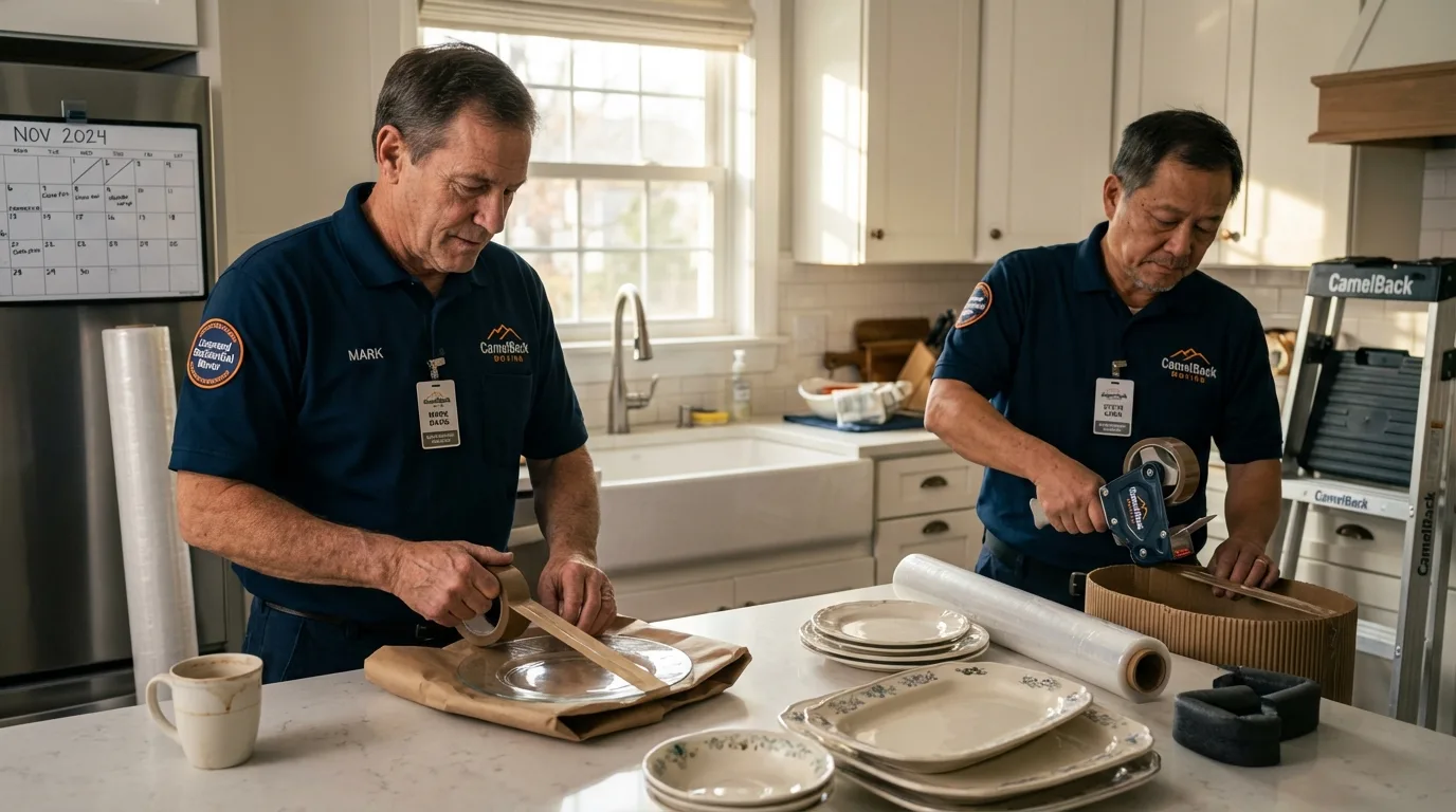 Professional crew packing kitchen dishware in Bridgeport, CT